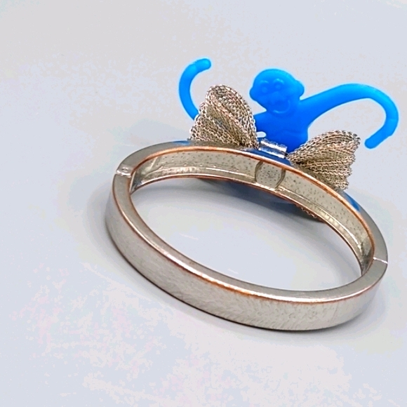 Silver Clamper Bangle Bracelet Mesh Bowtie Wedding Jewelry Vintage - Picture 11 of 16